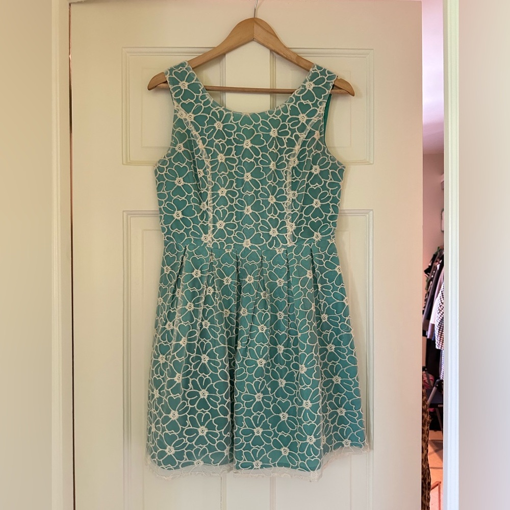 Dress with flower overlay